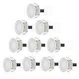 10er Set Ø30mm LED Bodeneinbaustrahler Aussen IP67 0.6W Wasserdichte Bodenleuchten Terrasse Einbauleuchten Warmes Weiß