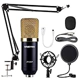 ZINGYOU Kondensator Mikrofon Bundle, ZY-007 Professional Cardioid Studio Kondensator Mikrofon und Adjustable Suspension Scissor Arm Stand mit Shock Mount, Pop Filter für Aufzeichnung & Broadcasting