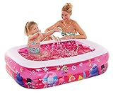 Happy People 16222 Trolls Kinderpool mit aufblasbarem Boden, 1 Wasserauslassventil, 132 x 94 x 36 cm, 128 x 88 x 33 cm