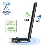 LOFTer Wifi Adapter 1200Mbps, USB 3.0 WLAN Stick mit 5dBi Antenna, Dualband (5G/866Mbps + 2.4G/300Mbps), WLAN Adapter für Windows XP/Vista/7/8/10 Mac OS